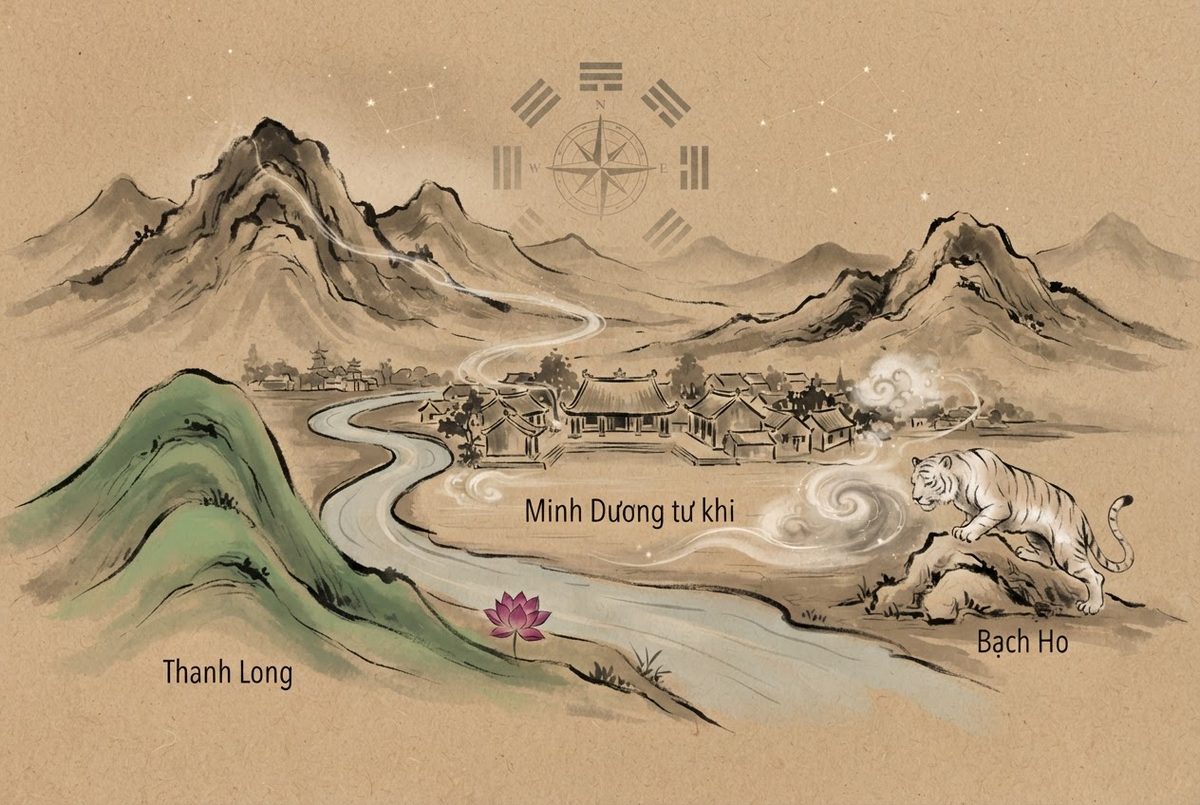 Minh hoạ Hai Mươi Bí Pháp Đoán Âm Dương Trạch (Phần 1) — Từ Chấm Huyệt Đến Minh Đường