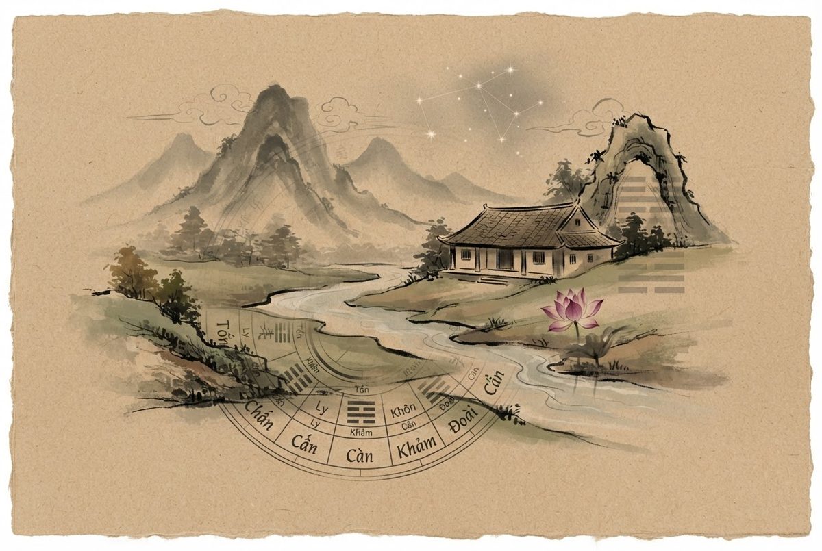 Minh hoạ Xem hướng nhà theo phongthuylienhoa