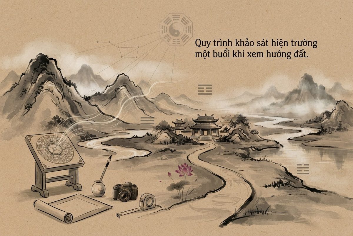 Quy trình khảo sát hiện trường một buổi khi xem hướng đất