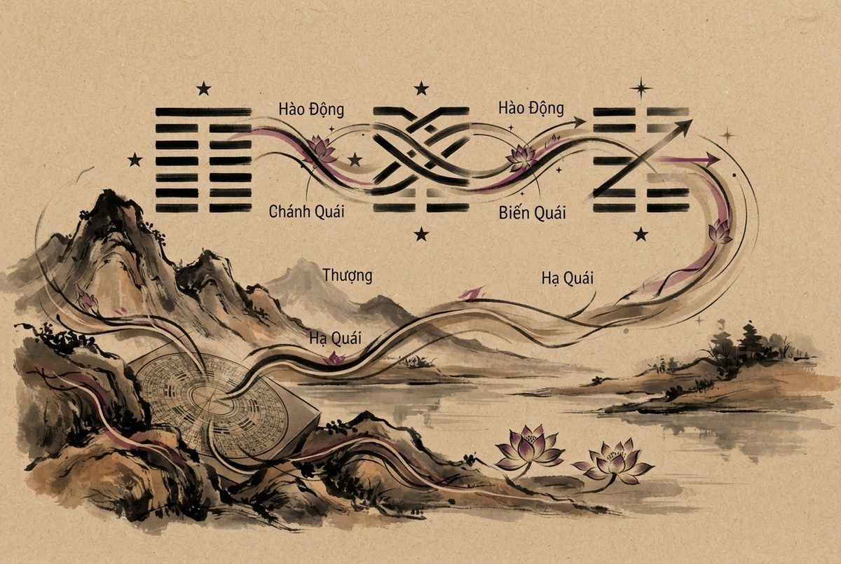 Cách lập quẻ Liên Hoa: Chánh — Hỗ — Biến từng bước
