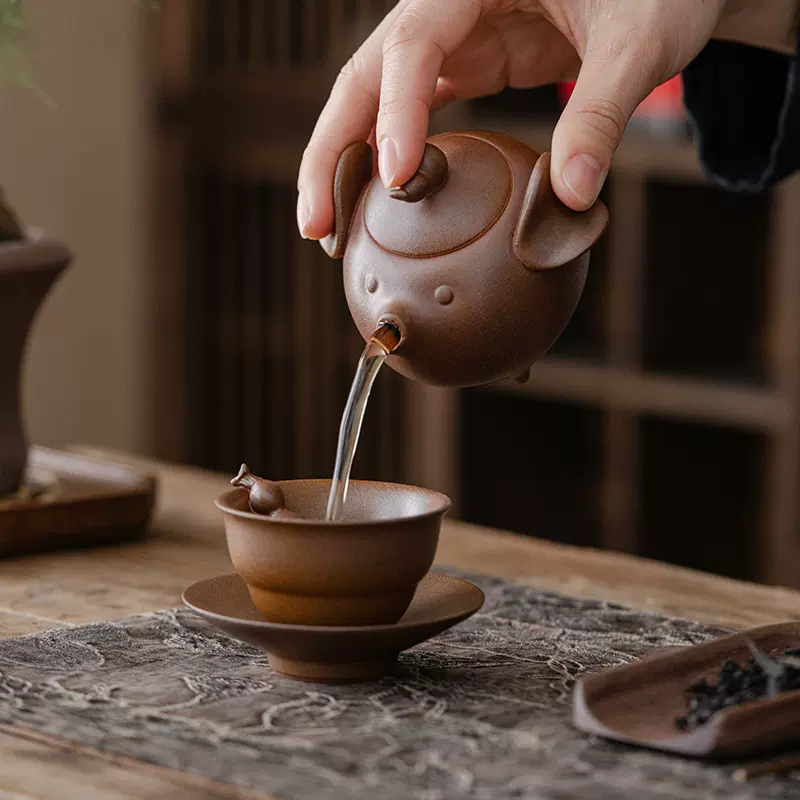 Ấm Trà Gốm Hồ Lô Men Tương Thủ Công Phúc Lộc — ảnh phụ 2
