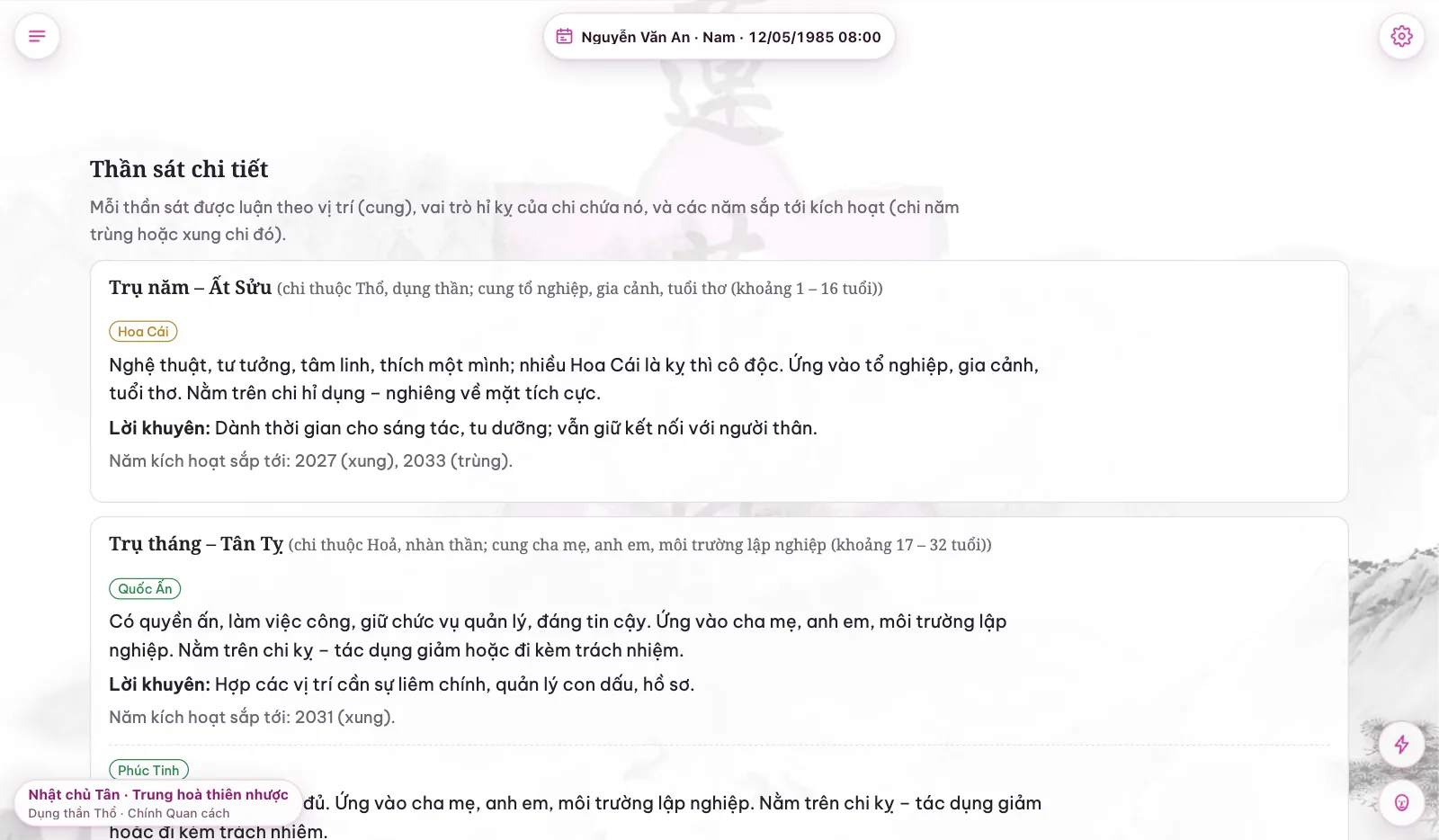 Thần sát chi tiết theo từng trụ: ý nghĩa, lời khuyên và các năm kích hoạt sắp tới