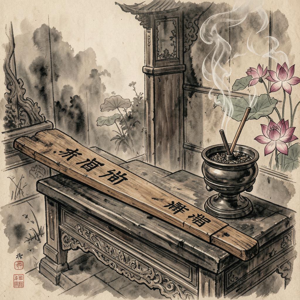 Thước Lỗ Ban 52,2cm Âm Phần trên bàn thờ