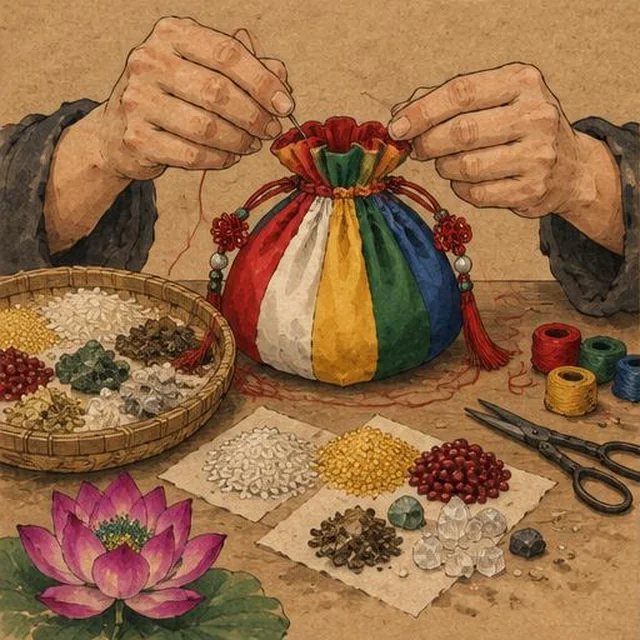 Làm túi ngũ sắc — bao khí