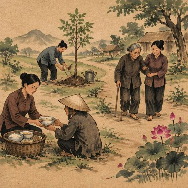 Làm việc thiện tháng tu