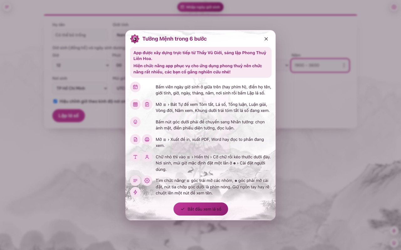 Mở app trên máy tính: bảng hướng dẫn trên nền sen Liên Hoa